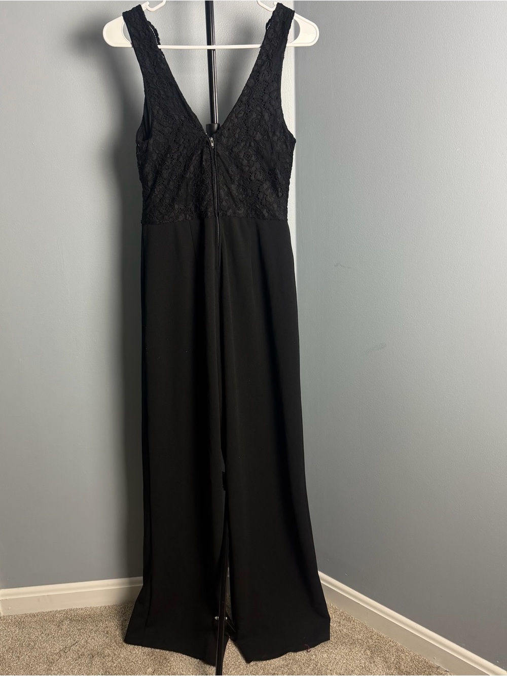 Mi Ami Black Lace top Bodice Sleeveless Jumpsuit Wide Leg Pant size medium - Picture 8 of 11